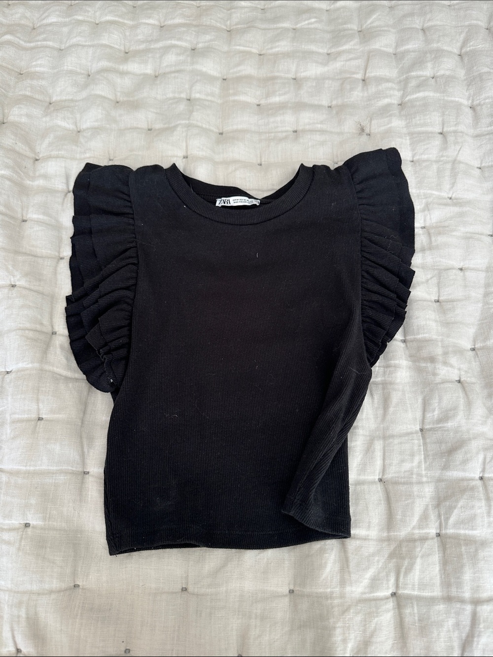 Zara Black Ruffle Sleeve Tank Top